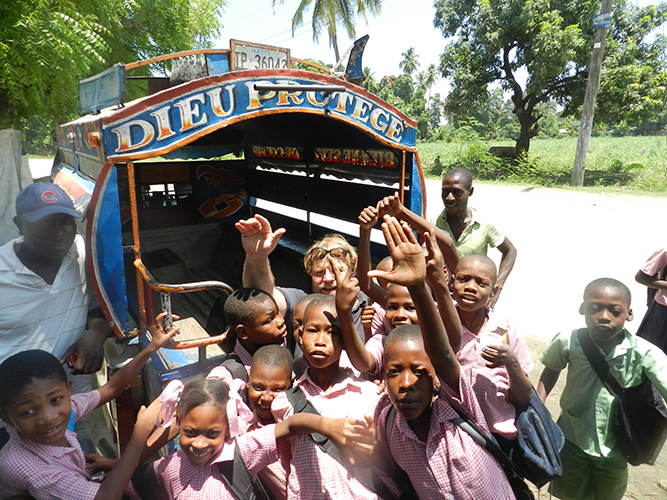 Max with haitian kids group